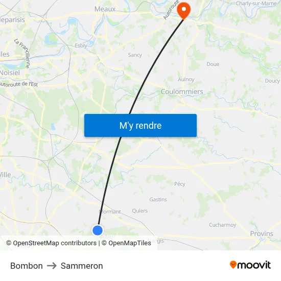 Bombon to Sammeron map