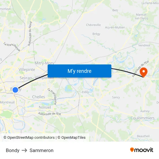 Bondy to Sammeron map