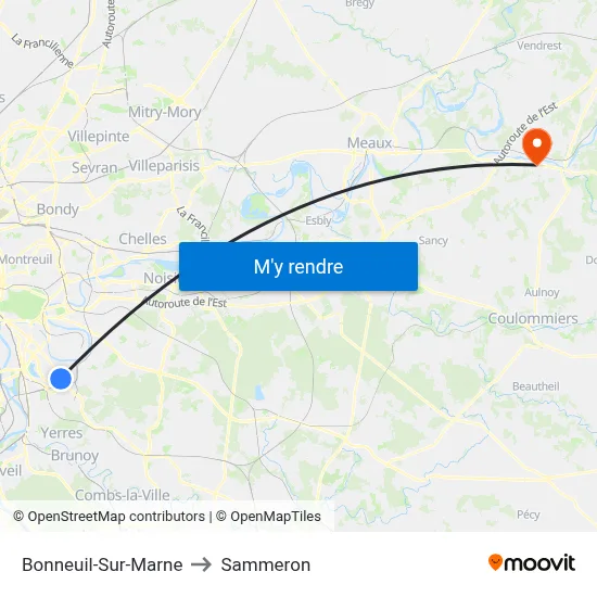 Bonneuil-Sur-Marne to Sammeron map