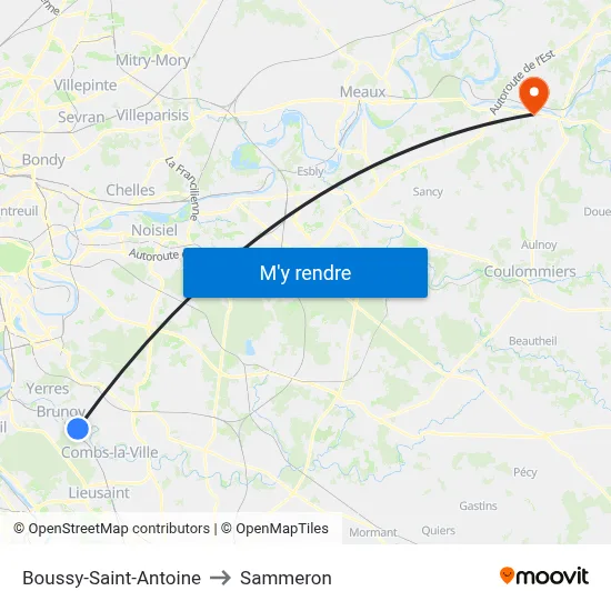 Boussy-Saint-Antoine to Sammeron map