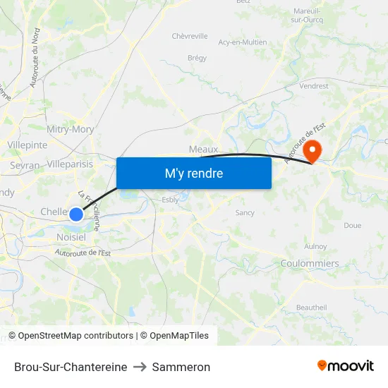 Brou-Sur-Chantereine to Sammeron map