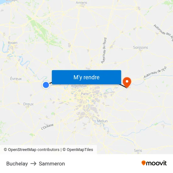Buchelay to Sammeron map