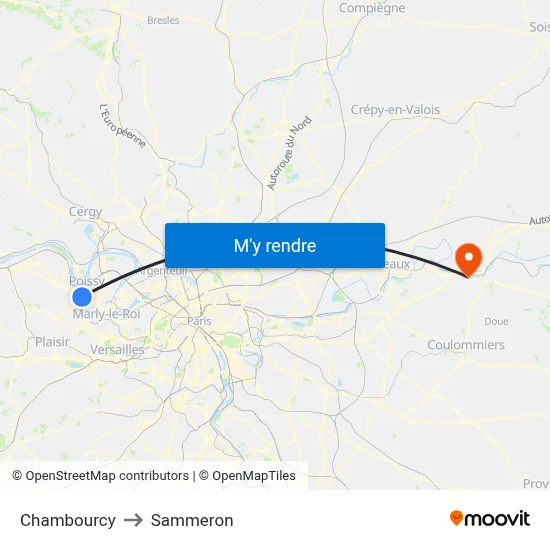 Chambourcy to Sammeron map