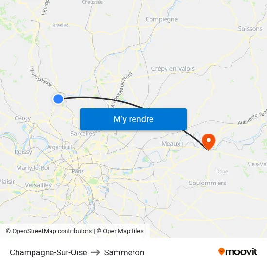 Champagne-Sur-Oise to Sammeron map