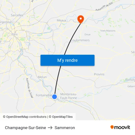 Champagne-Sur-Seine to Sammeron map