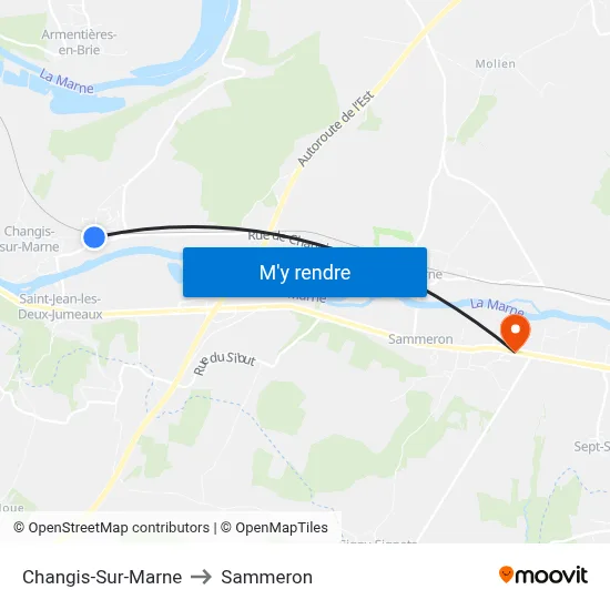 Changis-Sur-Marne to Sammeron map