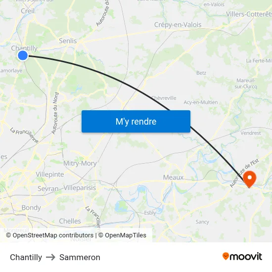 Chantilly to Sammeron map