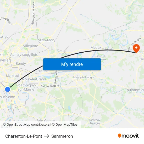 Charenton-Le-Pont to Sammeron map