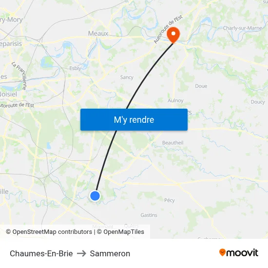 Chaumes-En-Brie to Sammeron map