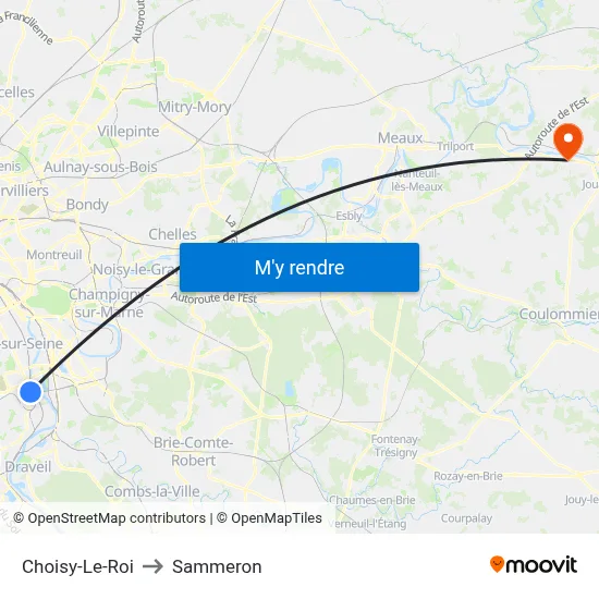 Choisy-Le-Roi to Sammeron map
