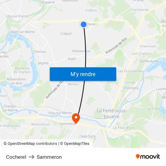 Cocherel to Sammeron map