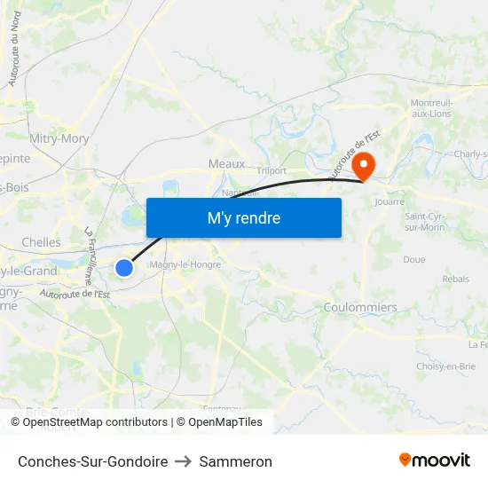 Conches-Sur-Gondoire to Sammeron map