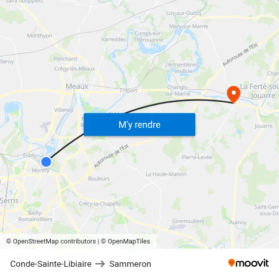 Conde-Sainte-Libiaire to Sammeron map