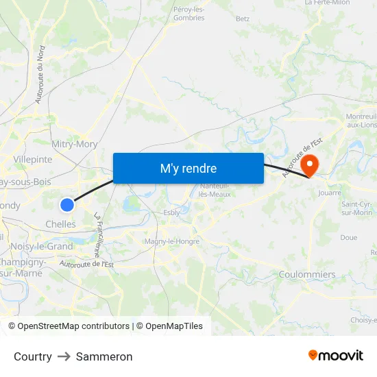 Courtry to Sammeron map