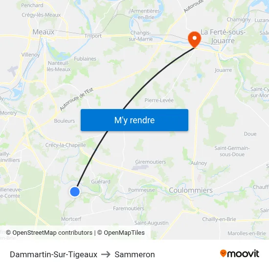 Dammartin-Sur-Tigeaux to Sammeron map