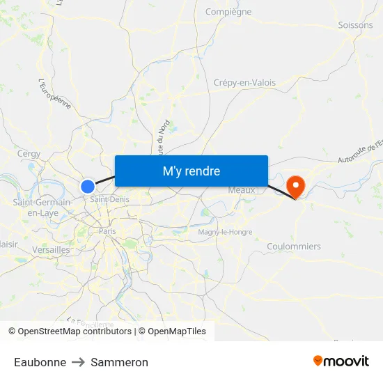 Eaubonne to Sammeron map