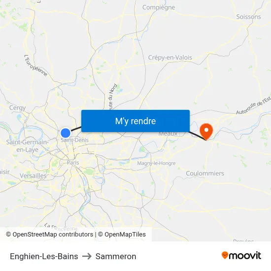 Enghien-Les-Bains to Sammeron map