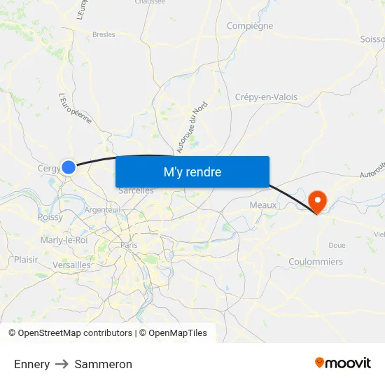 Ennery to Sammeron map