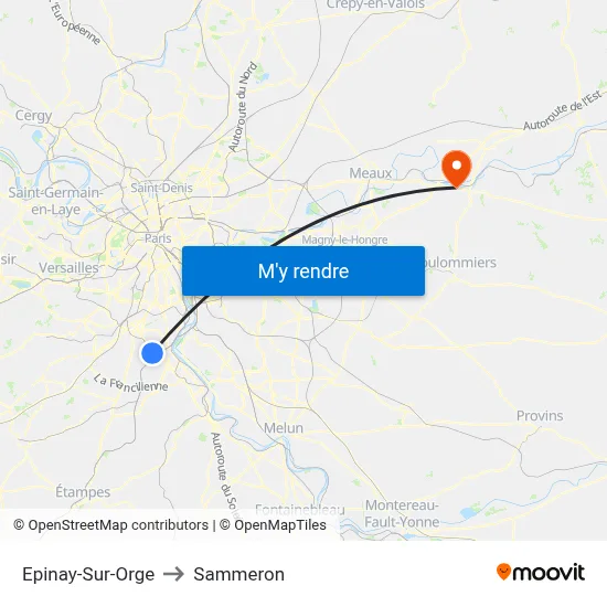 Epinay-Sur-Orge to Sammeron map