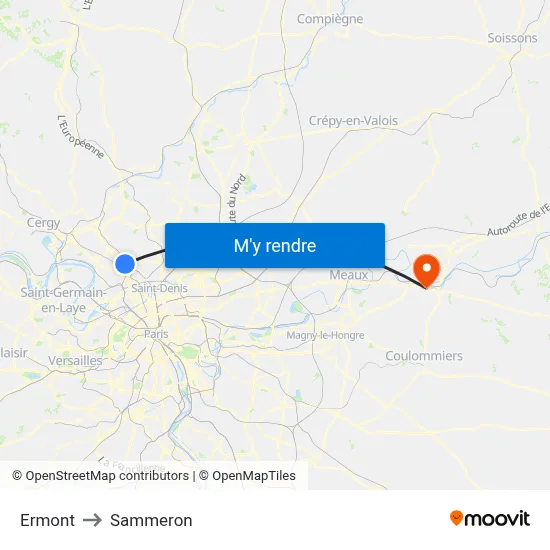 Ermont to Sammeron map