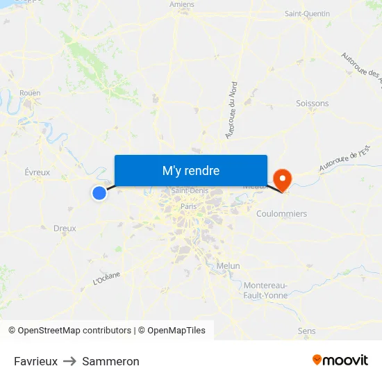 Favrieux to Sammeron map
