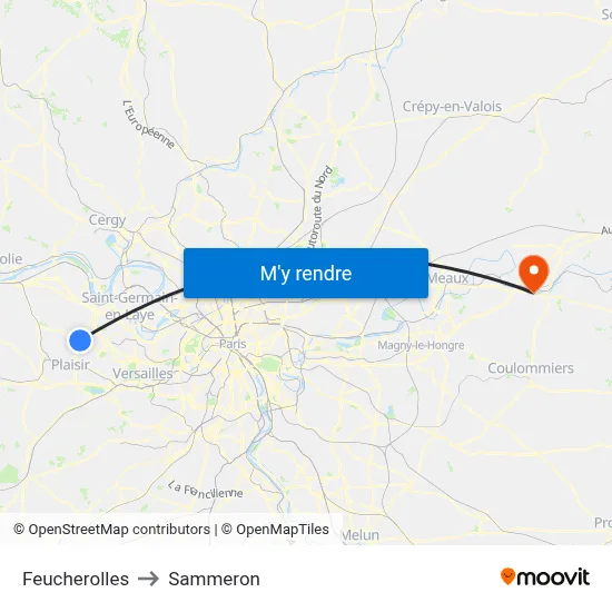 Feucherolles to Sammeron map