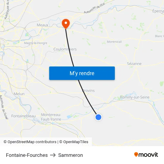 Fontaine-Fourches to Sammeron map