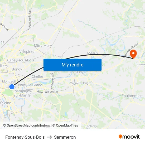 Fontenay-Sous-Bois to Sammeron map