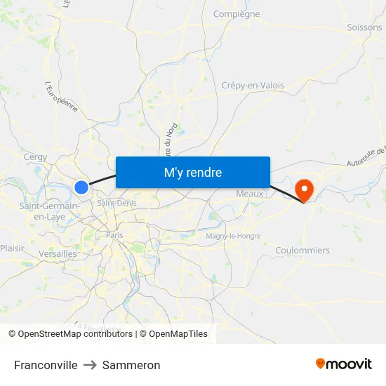 Franconville to Sammeron map