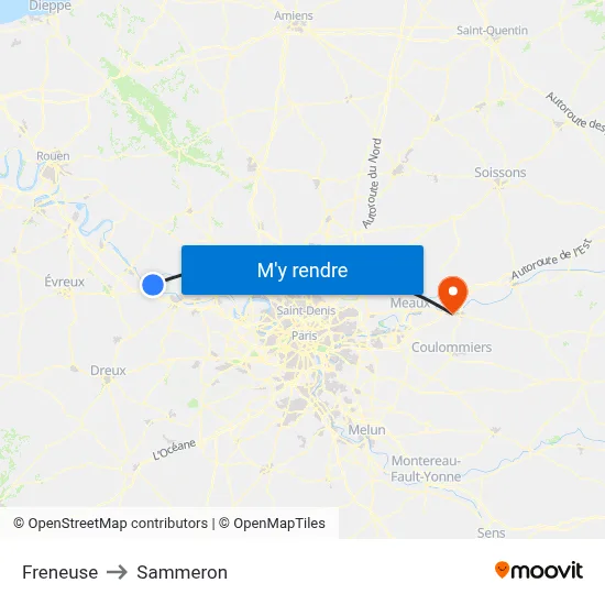 Freneuse to Sammeron map