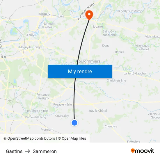 Gastins to Sammeron map