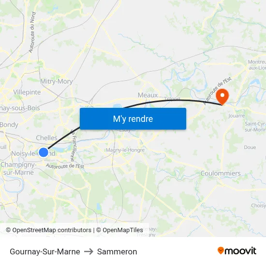 Gournay-Sur-Marne to Sammeron map