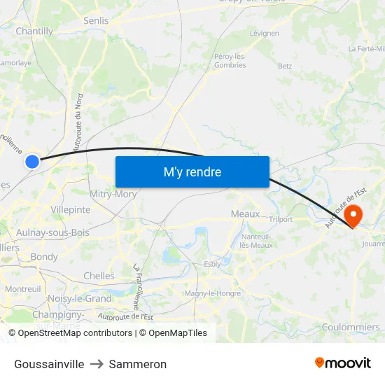 Goussainville to Sammeron map