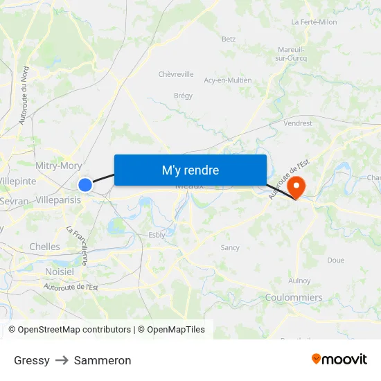 Gressy to Sammeron map