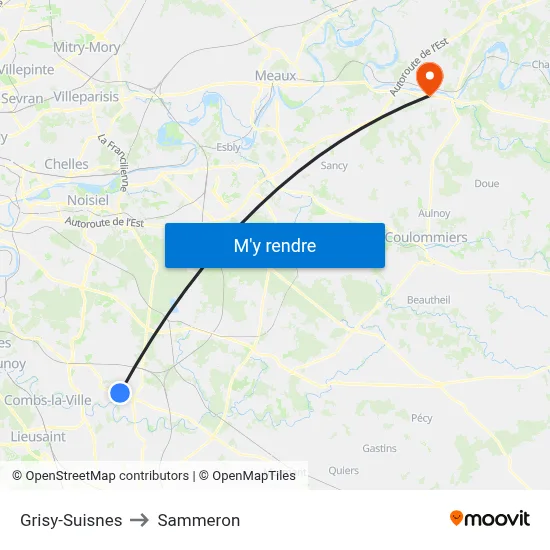 Grisy-Suisnes to Sammeron map