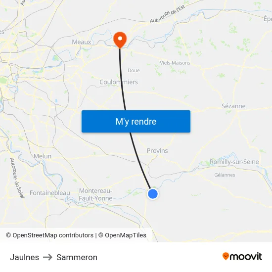 Jaulnes to Sammeron map