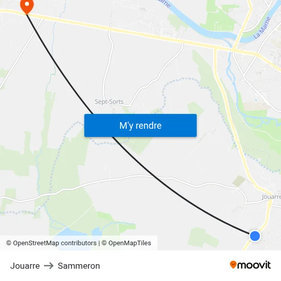 Jouarre to Sammeron map