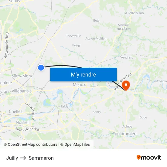 Juilly to Sammeron map