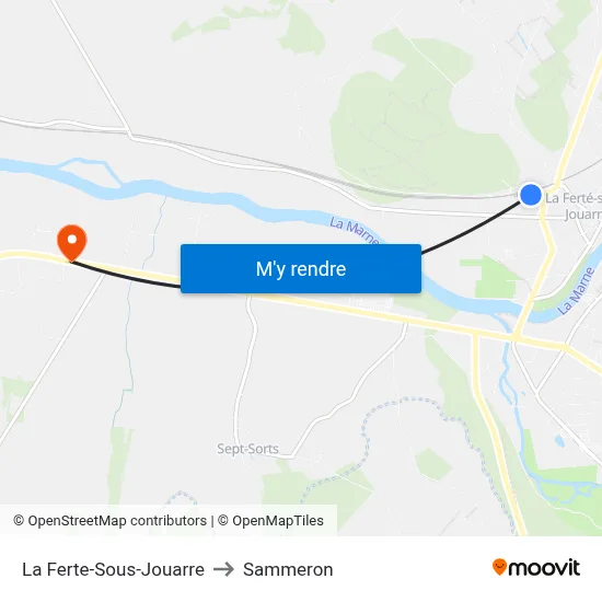 La Ferte-Sous-Jouarre to Sammeron map