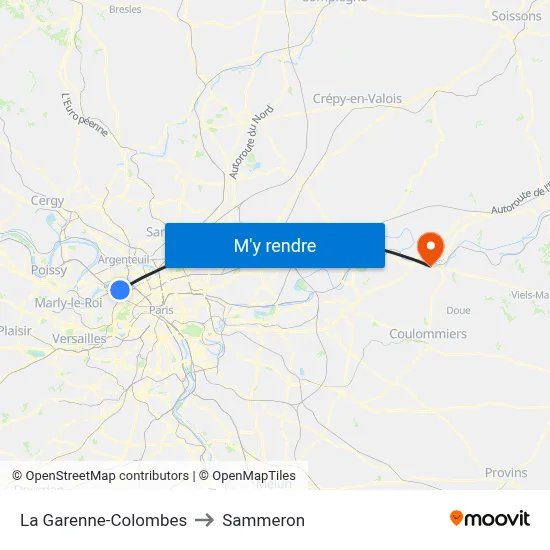 La Garenne-Colombes to Sammeron map