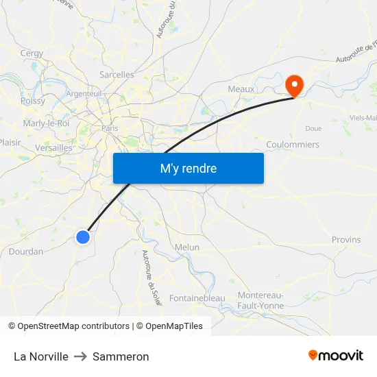 La Norville to Sammeron map