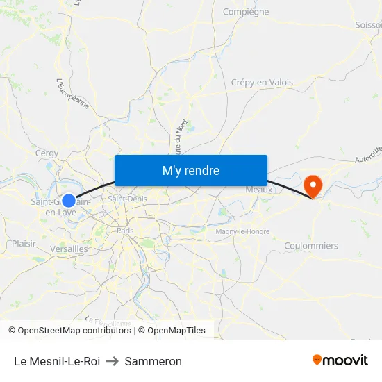 Le Mesnil-Le-Roi to Sammeron map