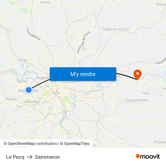 Le Pecq to Sammeron map