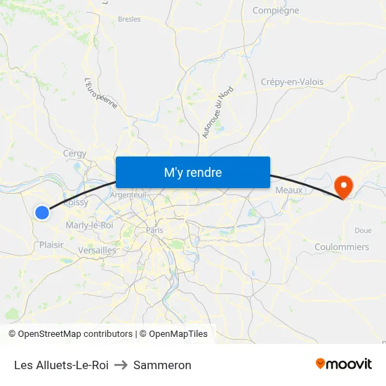 Les Alluets-Le-Roi to Sammeron map
