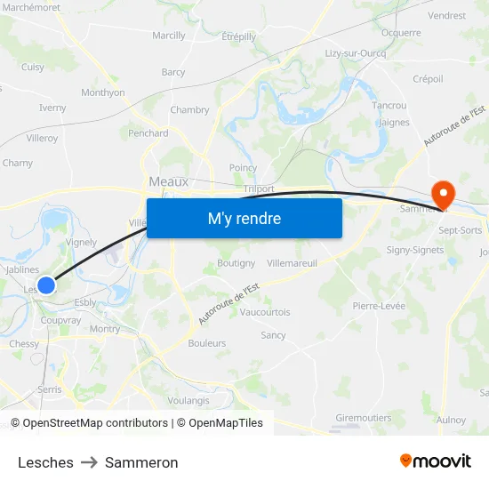 Lesches to Sammeron map