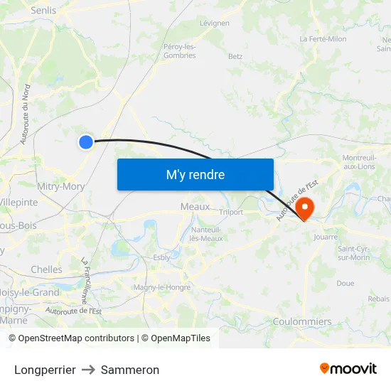 Longperrier to Sammeron map