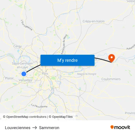 Louveciennes to Sammeron map