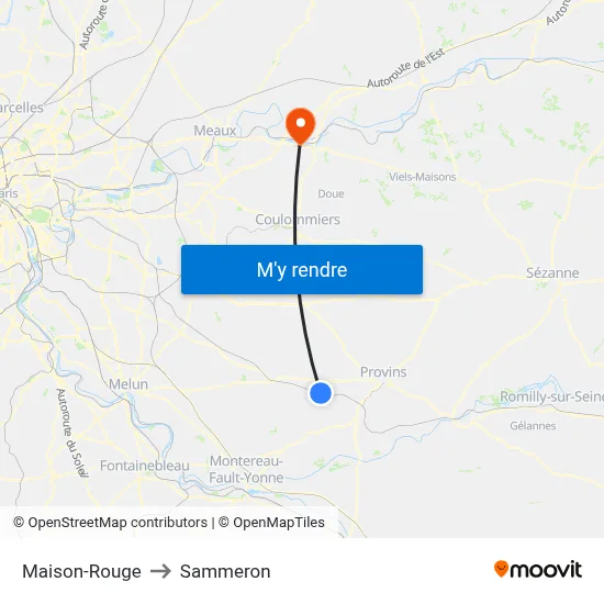 Maison-Rouge to Sammeron map