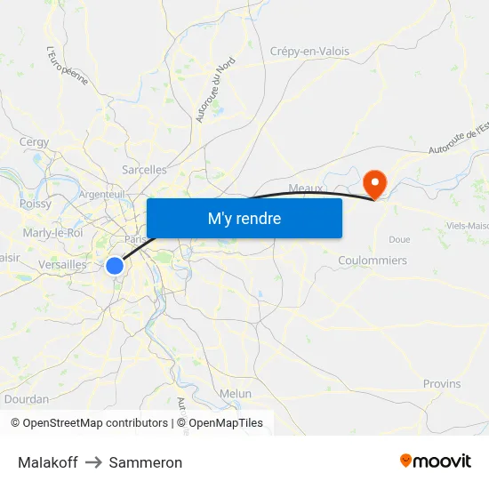 Malakoff to Sammeron map
