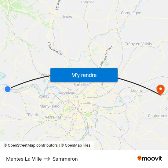 Mantes-La-Ville to Sammeron map